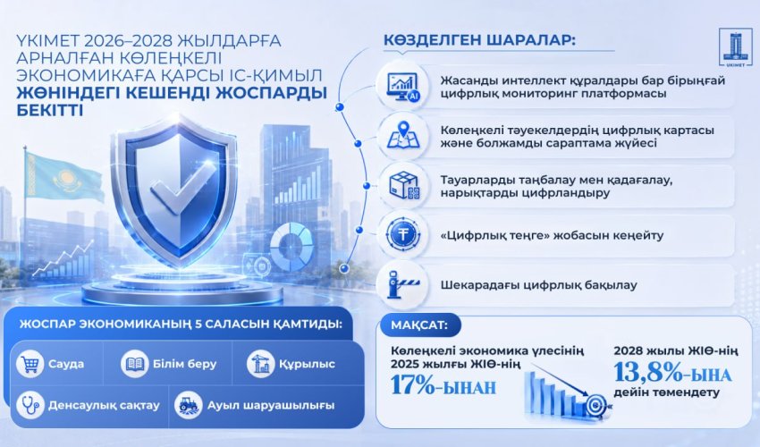 Үкімет 2028 жылға дейінгі көлеңкелі экономикаға қарсы іс-қимылдың кешенді жоспарын бекітті