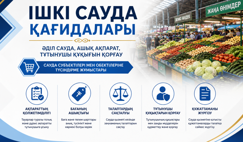 Түркістан облысының Сауда және тұтынушылардың құқықтарын қорғау департаменті хабарлайды